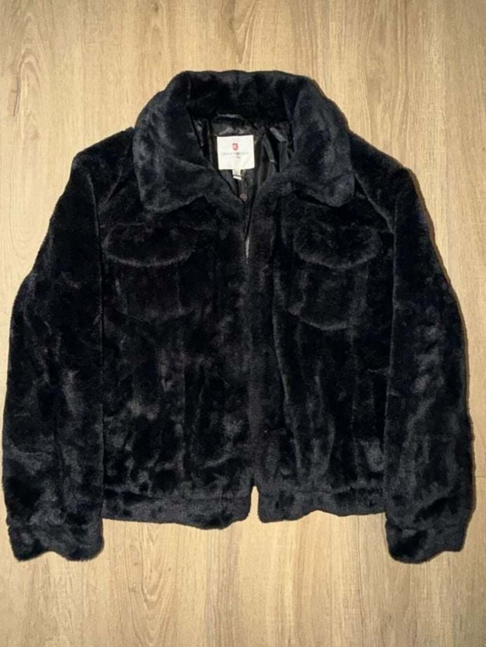 Urban Republic Collection Women's Black Faux Fur Trucker Jacket